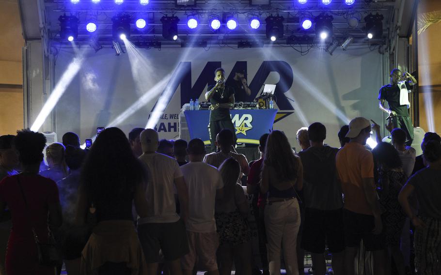 Kid Ink performs at Naval Station Bahrain for his sixth and final show of an Armed Forces Entertainment tour of Southwest Asia.
