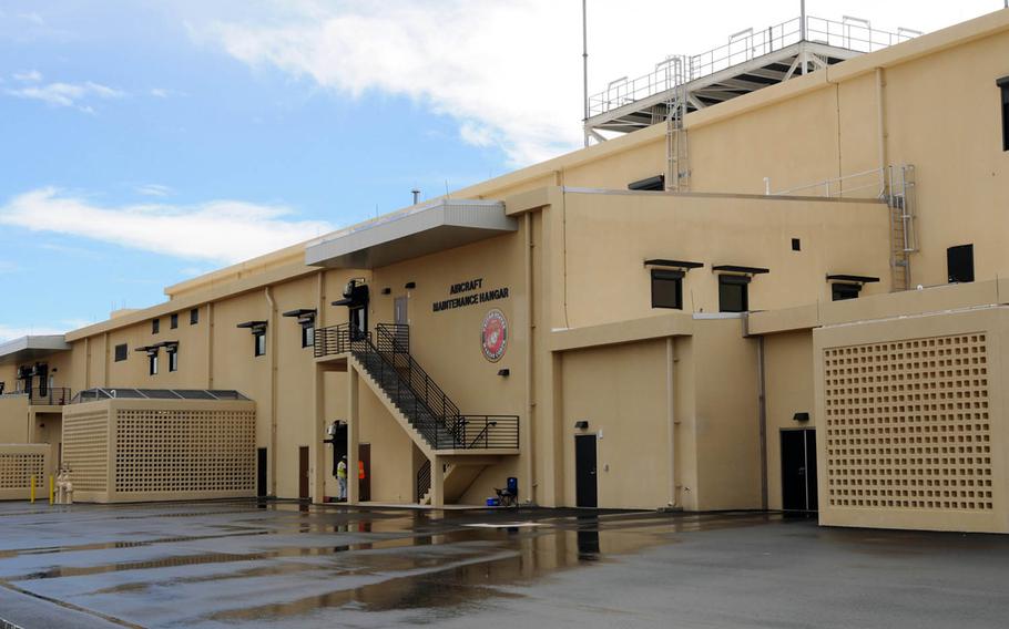 This aviation maintenance hangar was built at Andersen Air Force Base, Guam, to support Marine Corps Ospreys.