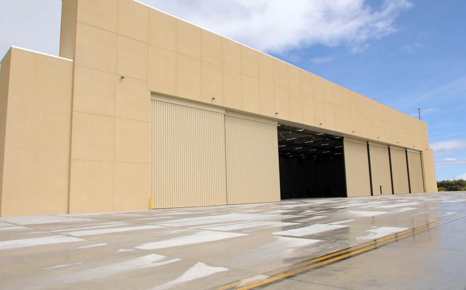 This aviation maintenance hangar was built at Andersen Air Force Base, Guam, to support Marine Corps Ospreys.