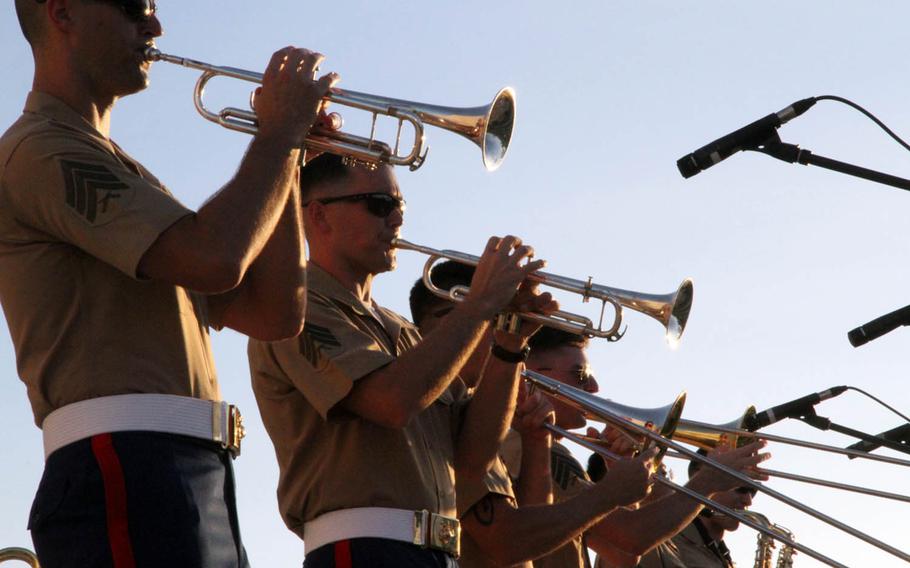 The III Marine Expeditionary Force brass band performs last month at the Guam Museum in Hagatna.