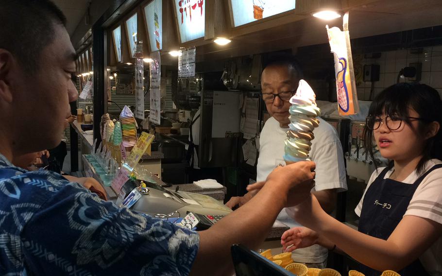 Tokyo's Daily Chico is famous for its towering cone featuring eight different flavors of soft serve ice cream.