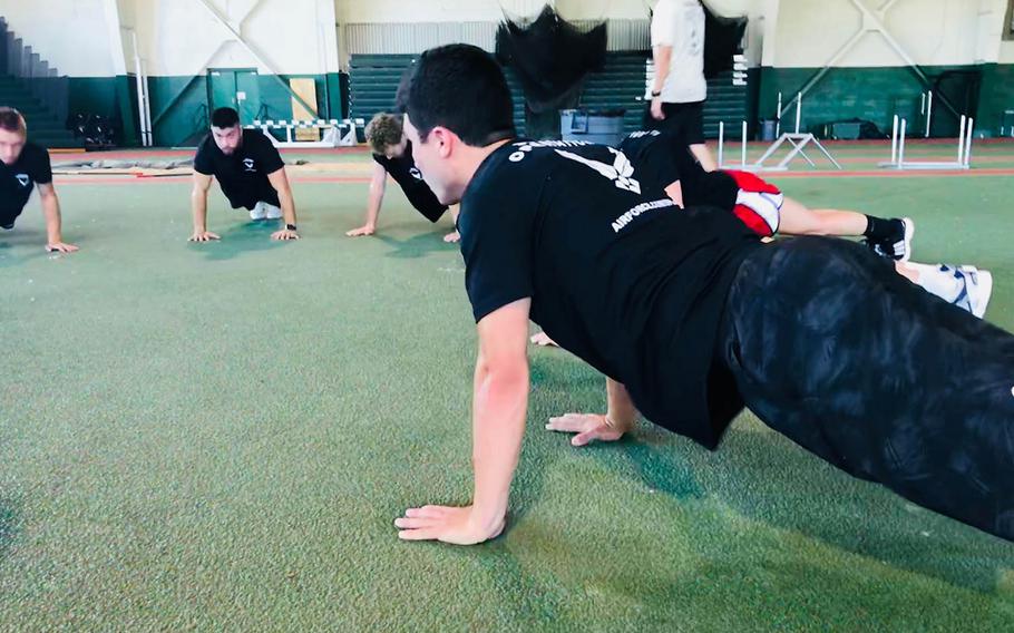 Potential Air Force Special Operations recruits participate in a development session with the 330th Recruiting Squadron at Eastern Michigan University. 