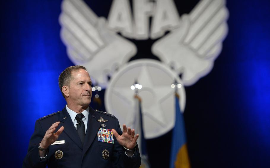 Air Force Chief of Staff Gen. Dave Goldfein announced his three focus areas, revitalizing squadrons, developing joint leaders and teams, and improving command and control, at the Air Force Association's Air, Space and Cyber Conference in National Harbor, Md., Sept. 20, 2016. Now he is asking Col. ''Ned Stark'' for help with officer evaluations.
