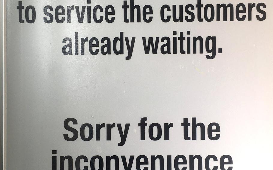An large influx of personnel has resulted in long waits at the vehicle registration office in Stuttgart, forcing some troops to camp out overnight for a front spot in line.