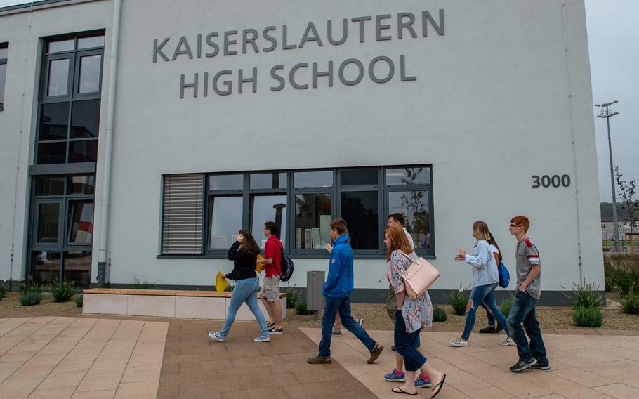 Teens and parents take a tour of the new Kaiserslautern High School during an open house, Friday, Aug. 24, 2018. Classes begin at the school on Monday, Aug 27.