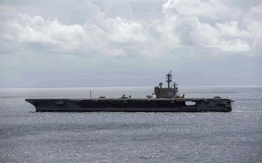 The aircraft carrier USS George H.W. Bush transits the Atlantic Ocean on Aug. 3, 2018. A ceremony re-establishing the U.S. 2nd Fleet, in which Vice Adm. Andrew Lewis will assume command, was scheduled to take place aboard the Bush at Naval Station Norfolk, Va., on Aug. 24, 2018.