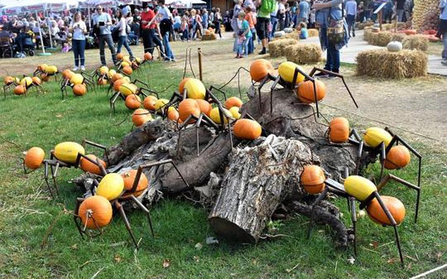 Pumpkins feature prominently in this artistic display of an anthill, as they do in nearly everything to be found at the Ludwigsburg pumpkin exhibition in Ludwigsburg, Germany.