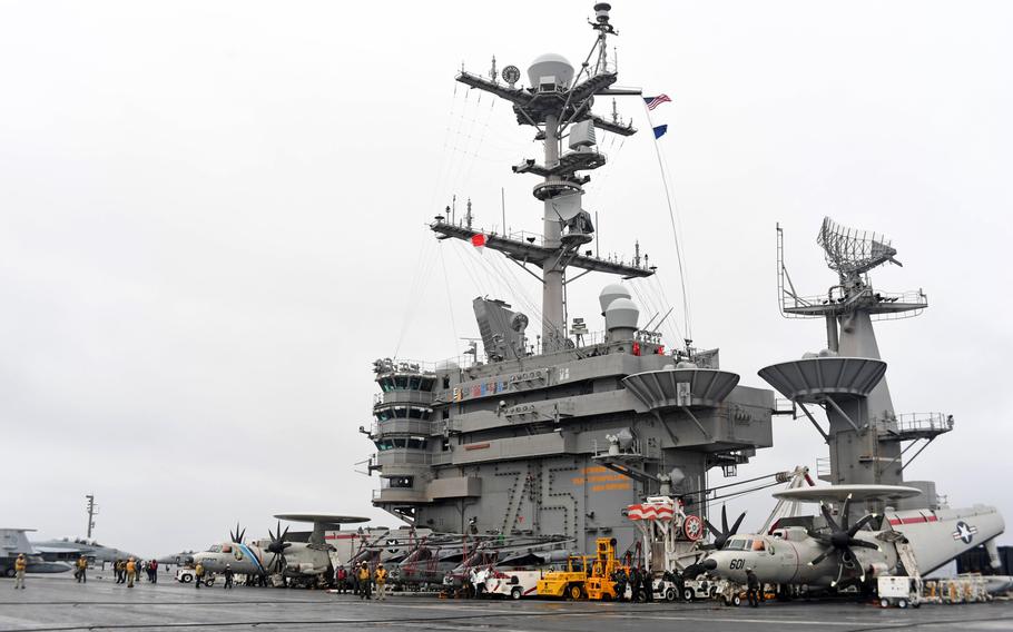 The aircraft carrier USS Harry S. Truman transits the Norwegian Sea, Oct. 19, 2018. This is the first time in nearly 30 years a U.S. aircraft carrier has entered the Arctic Circle.