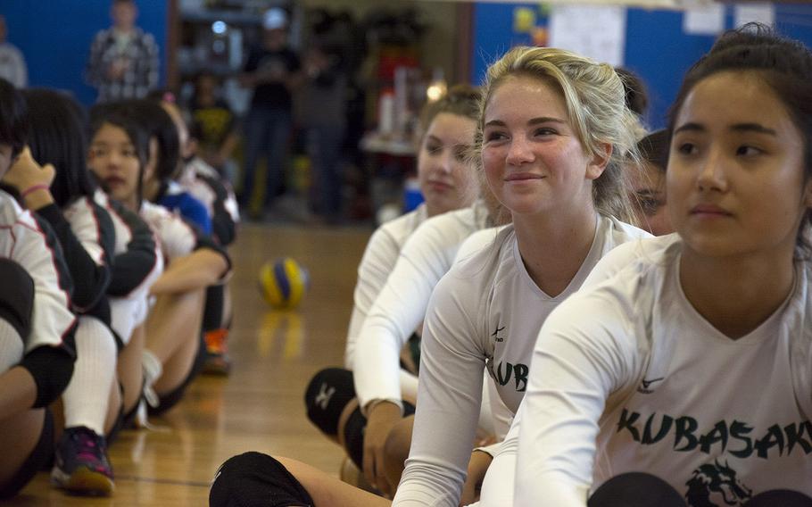 Players listen to rules during the annual Okinawa and U.S. Friendship Volleyball Festival at Kadena Air Base, Okinawa, Saturday, Oct. 20, 2018.
