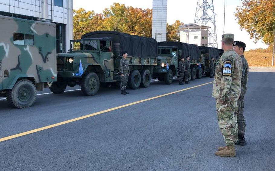 The U.S.-led United Nations Command and the two Koreas complete removal of firearms and guard posts from truce village of Panmunjom.