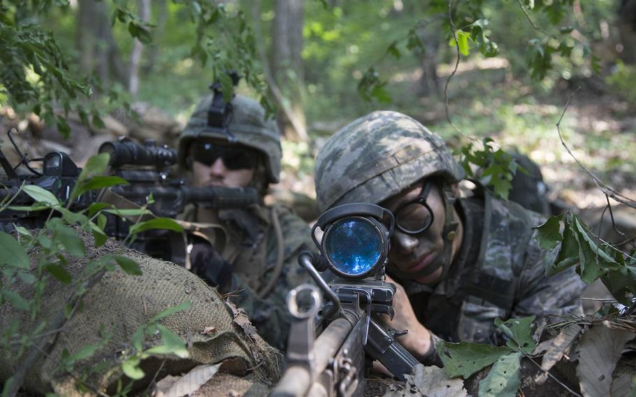 U.S. and South Korean Marines take part in a Korean Marine Exchange Program event last year on the Korean Peninsula.