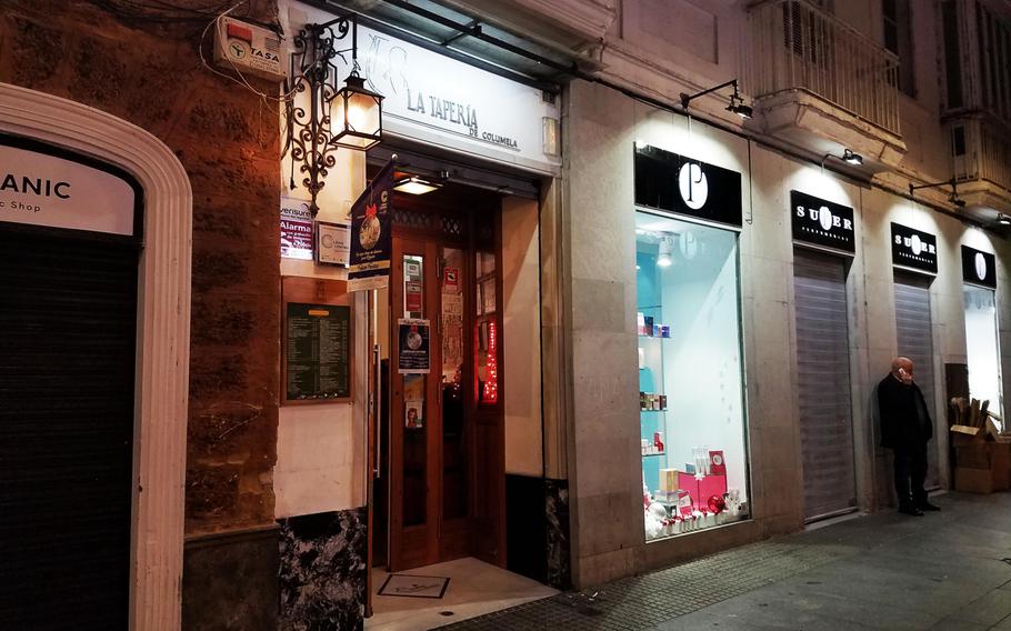 The unassuming exterior of La Taperia de Columela, Cadiz, Spain. Use GPS to find it through the winding streets of the Old Town area.