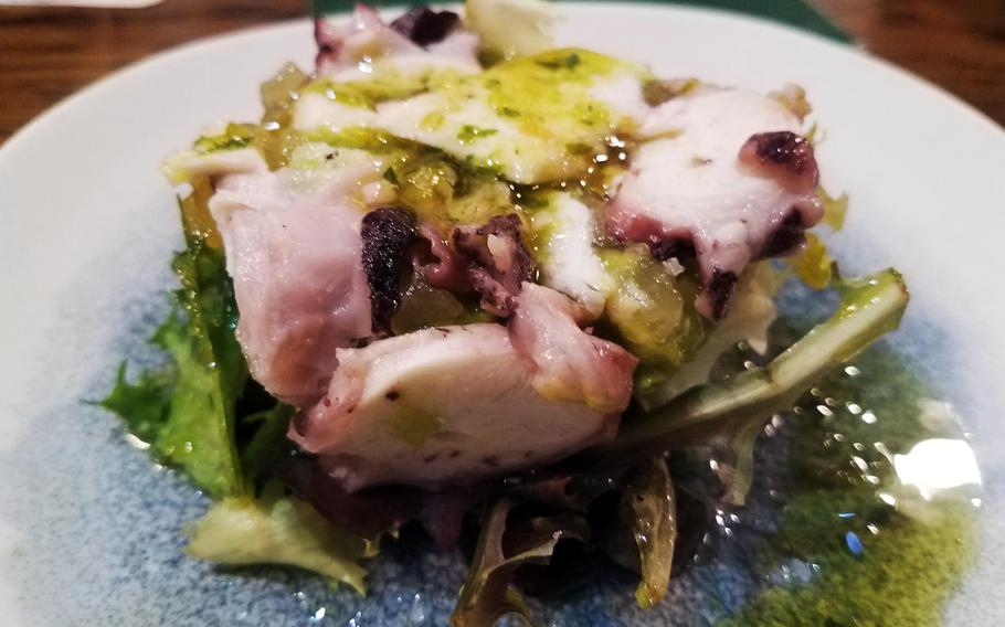 The cod and octopus salad at La Taperia de Columela, Cadiz, Spain.