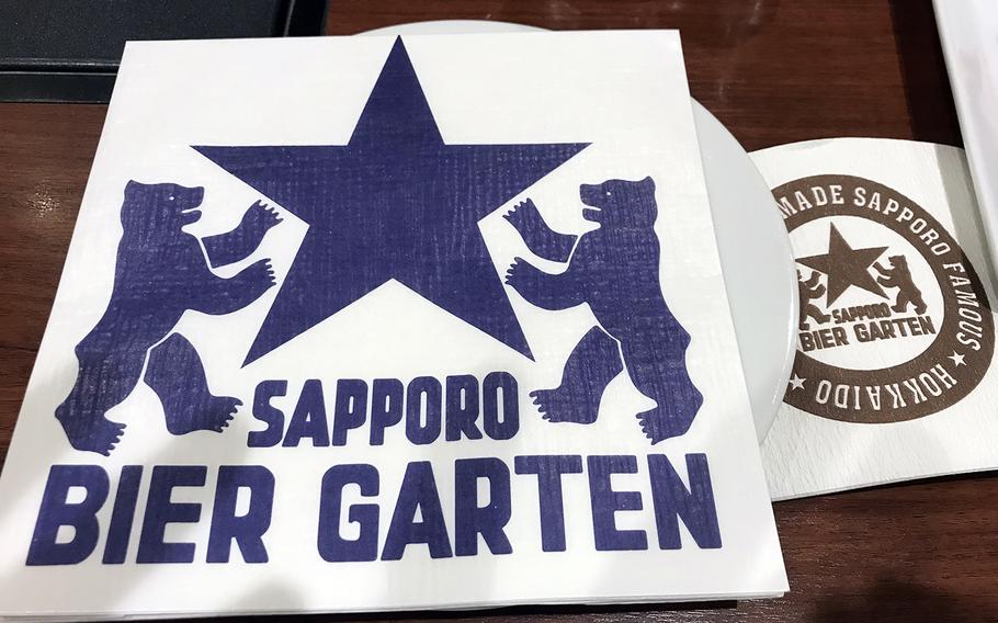 Place settings at Sapporo's Bavarian-style beer garden in Japan.