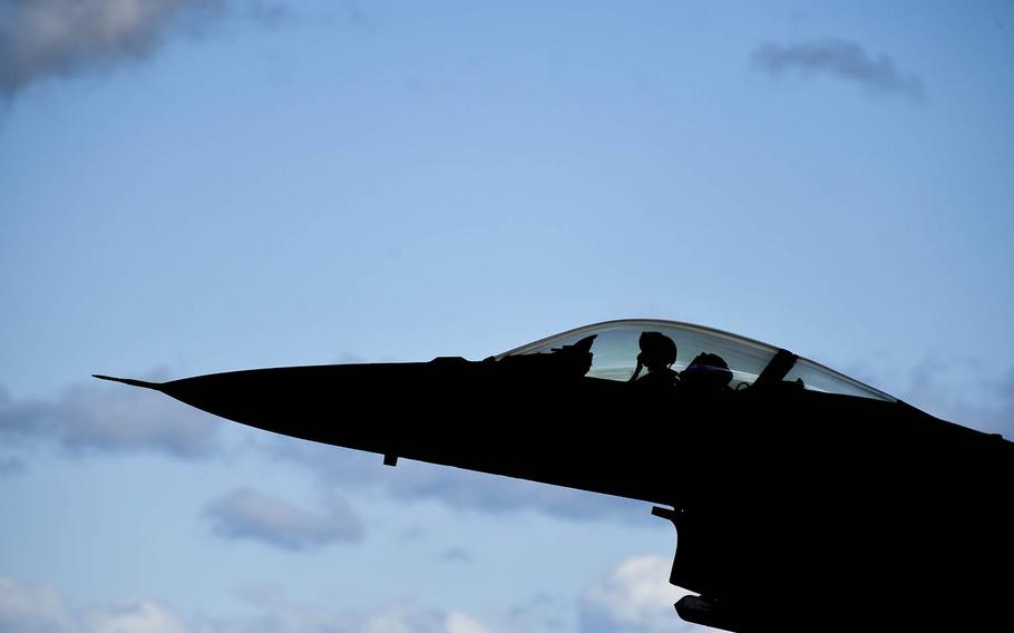 An aircraft participates in Keen Sword drills between the Air Force and Japan Air Self-Defense Force at Misawa Air Base, Japan, Nov. 1, 2018.