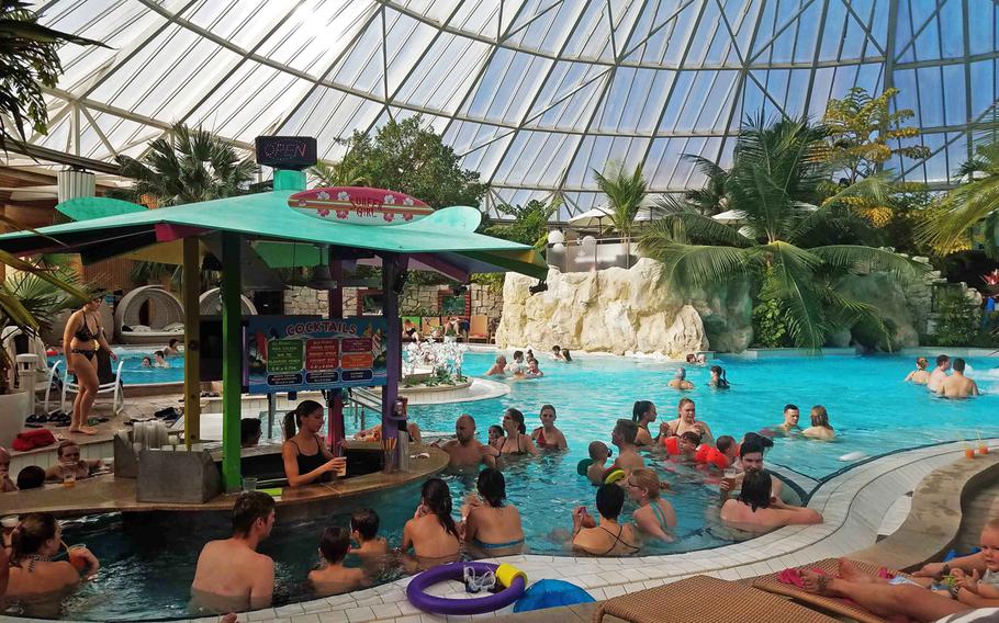 A swim-up bar at Therme Erding, in Erding, Germany, Monday, Feb. 18, 2019.