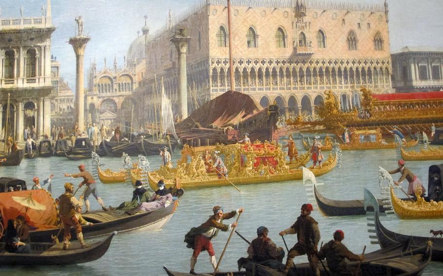 This famous Canaletto painting of Venice is among many beautiful works in a blockbuster exhibition at the Palazzo Chiericati of 18th century Venetian painters. Titled "The Triumph of Color," it is at the museum in Vicenza through May 5.