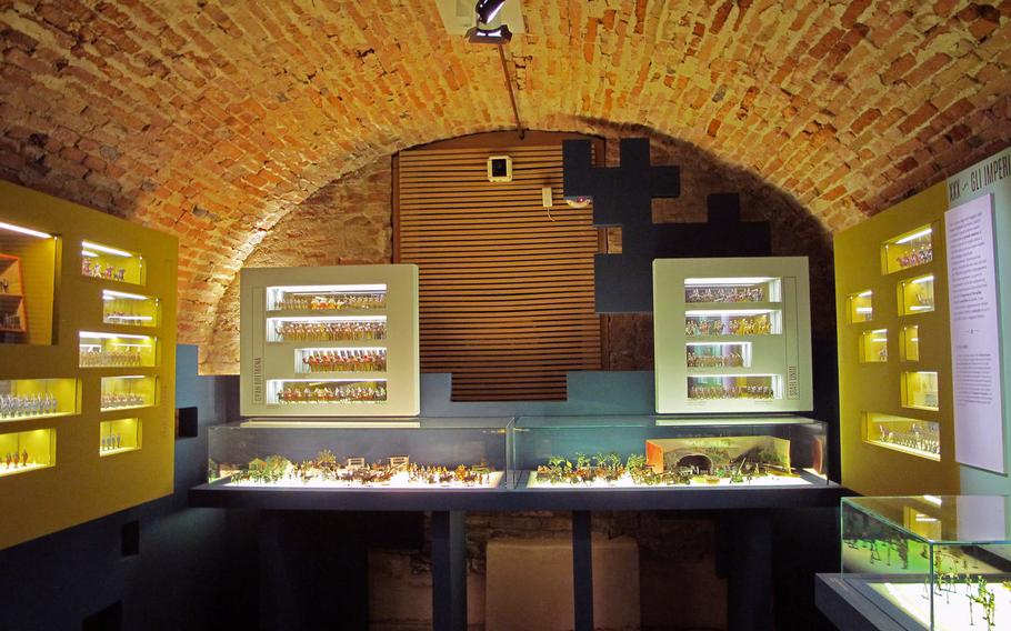 One of several rooms of toy soldiers on display in the basement of the Palazzo Chiericati museum in Vicenza. The soldiers are part of an exhibition of thousands of pristine antique toys.