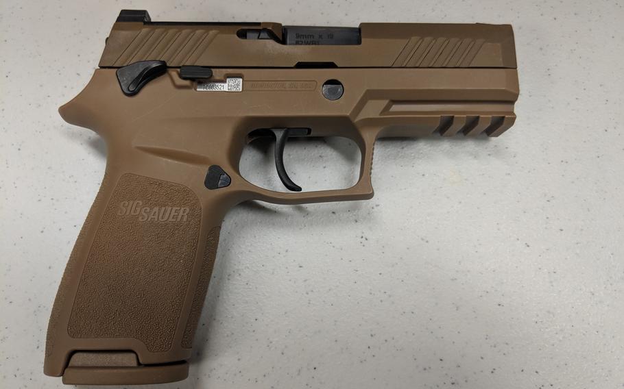 The 9mm M18 SIG Sauer Modular Handgun System set to replace the M9 Beretta used by all Air Force security forces units by 2020.