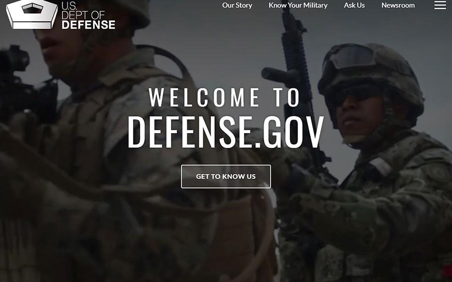 The homepage of the Department of Defense's official website. It is one of maybe thousands that the Pentagon could be responsible for.