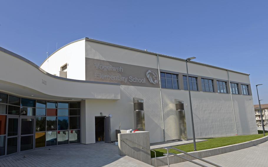 The new Vogelweh Elementary School in Kaiserslautern, Germany, opened for students Aug. 26, 2019. The Pentagon decision to divert funding from military construction to the border wall affects projects to replace of renovate nine DODEA schools worldwide.