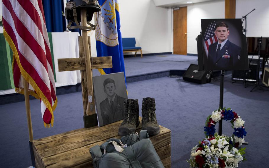 A memorial service for Staff Sgt. Adam Erickson was held at Chapel 1 on Edwards Air Force Base, Calif., Sept. 20, 2019.