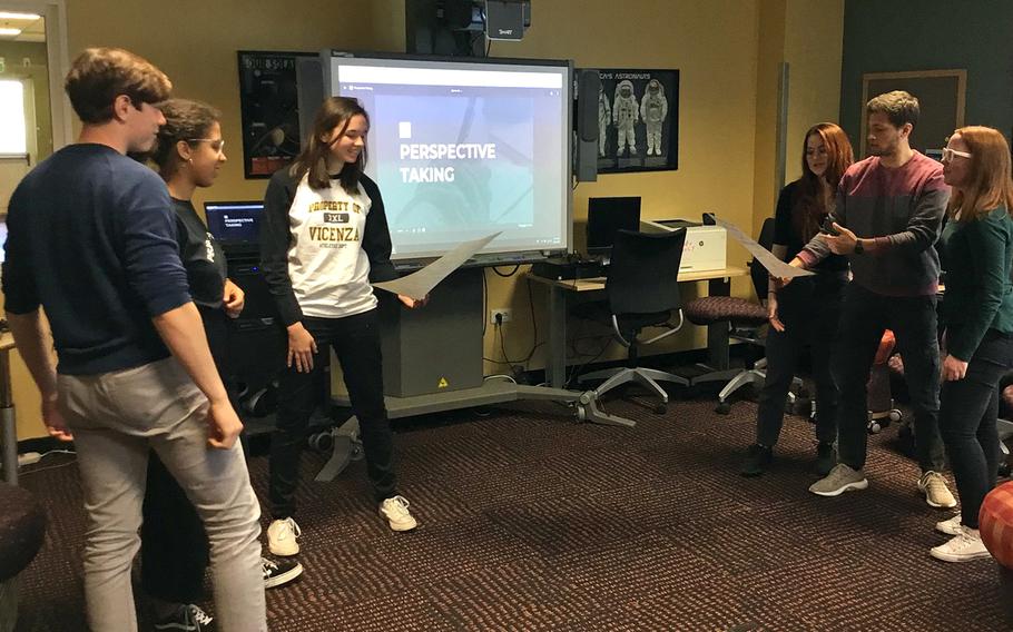 Students at Vicenza High School in Vicenza, Italy, are pictured in class in the spring of 2019. The school was one of three Department of Defense Education Activity schools to be named National Blue Ribbon schools.