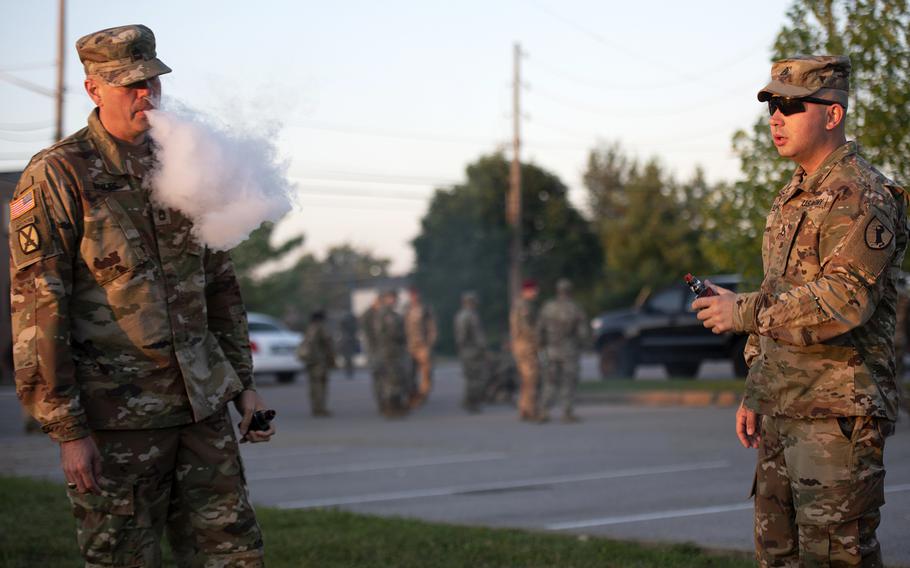 The Army advises soldiers to stop using electronic cigarettes and other vaping products after an active duty soldier in the U.S. and another stationed overseas were treated for vaping-related lung injuries.
