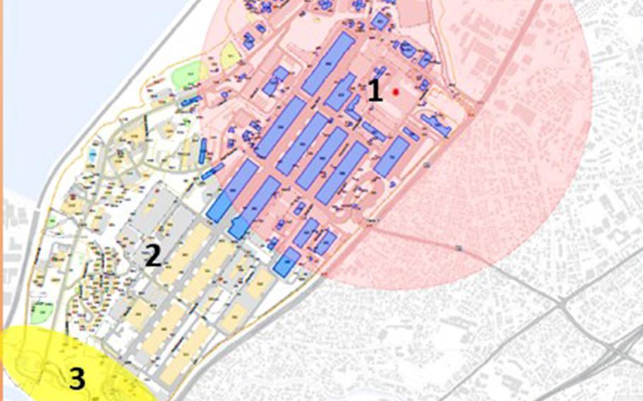 Camp Kinser, a Marine Corps base on Okinawa, will be evacuating more than 100 buildings while unexploded ordnance is removed on Sunday, Dec. 15, 2019.