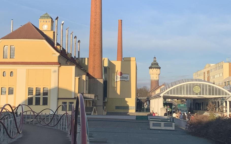 The outside of the Pilsner Urquell brewery in Pilsen, Czech Republic.