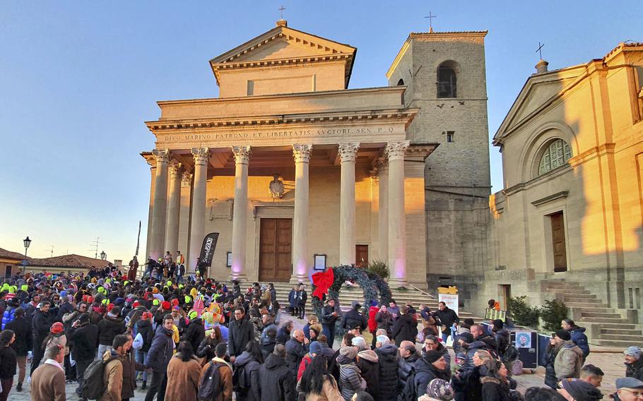 Basilica Di San Marino, also called La Pieve, in San Marino's capital city, San Marino City, is shown here in January 2020, before the coronavirus. It was built in the 19th century on the foundations of the original church dedicated to St. Marinus, who founded San Marino in the year 301.
