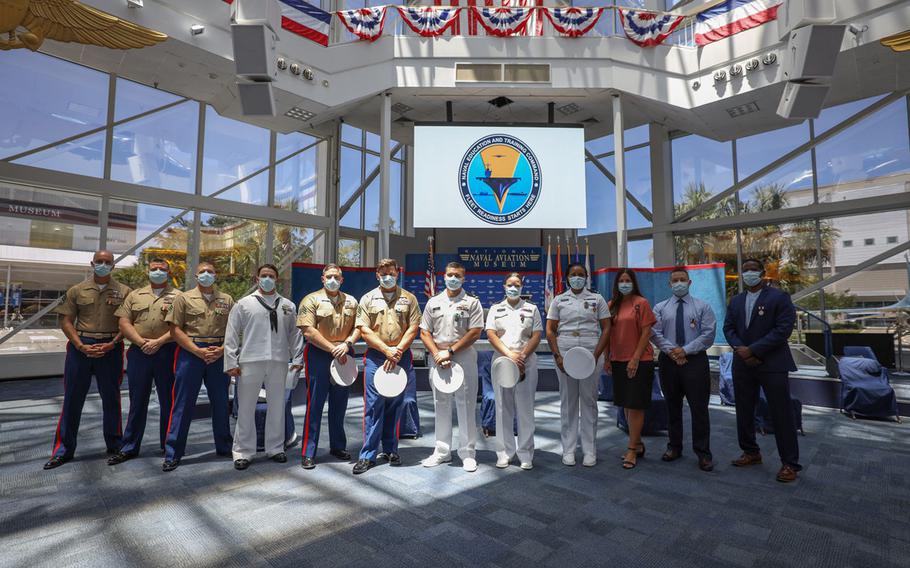 Twelve service members and federal employees were recognized during an awards ceremony, June 19, 2020, for heroic and selfless actions during the Dec. 6 shooting at Naval Air Station Pensacola, Fla.