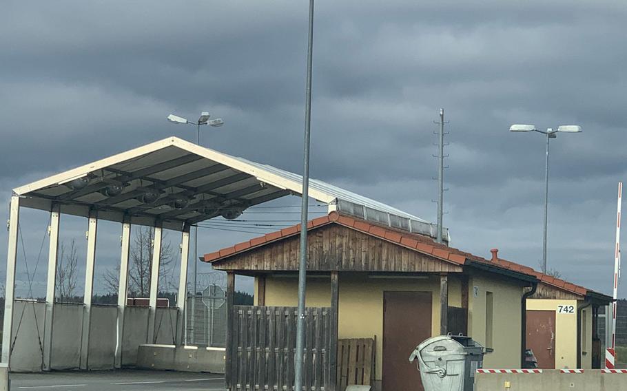 The entrance to Rose Barracks is seen in an undated photo in Vilseck, Germany. Soldiers assigned to the 2nd Cavalry Regiment are restricted to the base for 14 days after an unspecified number of troops tested positive for the coronavirus.