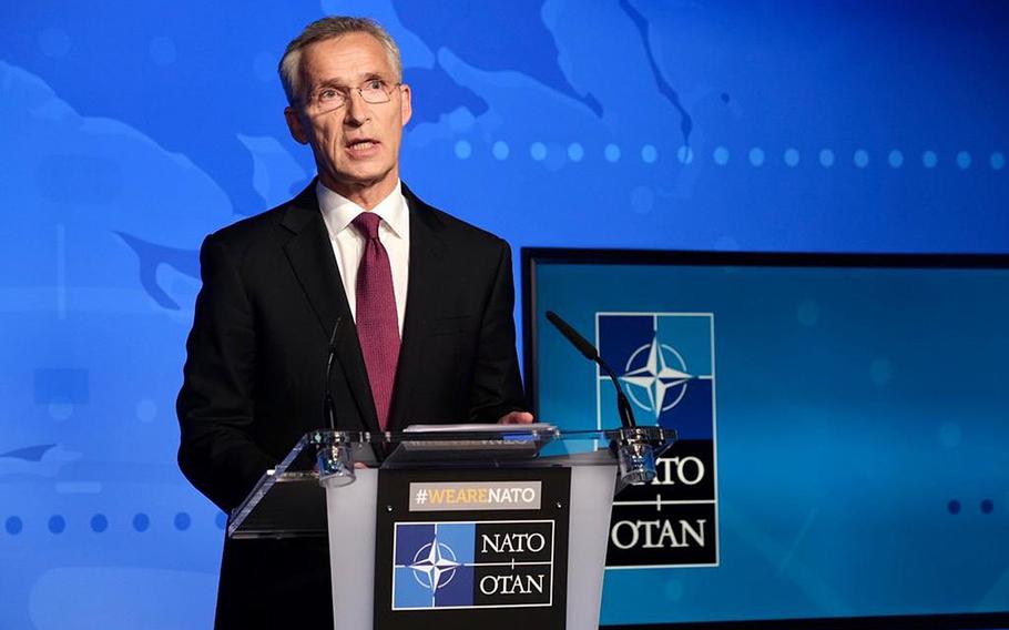 NATO Secretary General Jens Stoltenberg condemned the poisoning of Russian dissident Alexei Navalny, Friday, Sept. 4, 2020, and said there was no doubt that a military-grade nerve agent was used.
