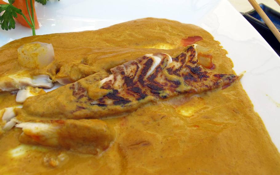 My sea bass filet in curry sauce at Furai Japanese Restaurant in Vicenza had a nice char on it but the sauce was too salty.