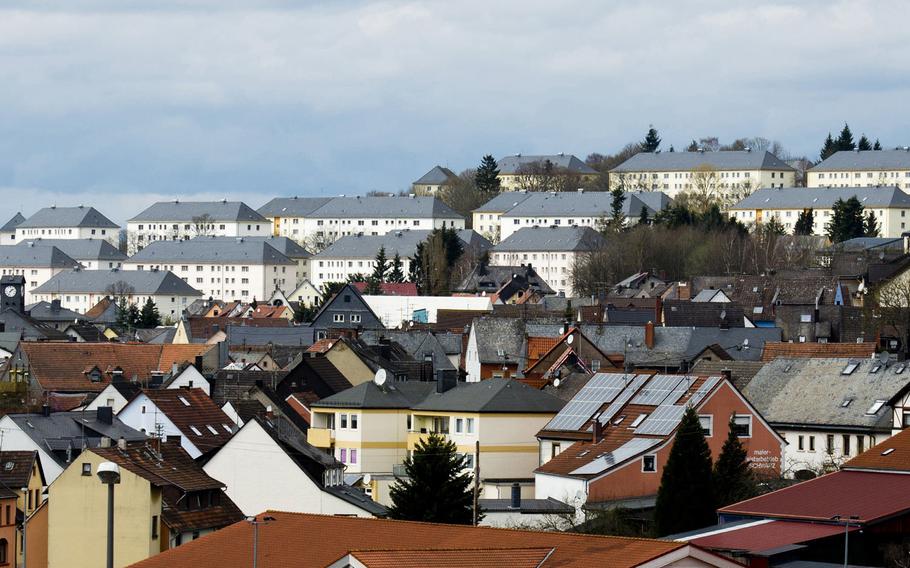 The U.S. Army Garrison Baumholder's Smith Barracks sit on the hill above Baumholder, Germany. A 16th Sustainment Brigade soldier was found dead near Baumholder on Sept. 10, 2020, the Army said in a statement Monday.