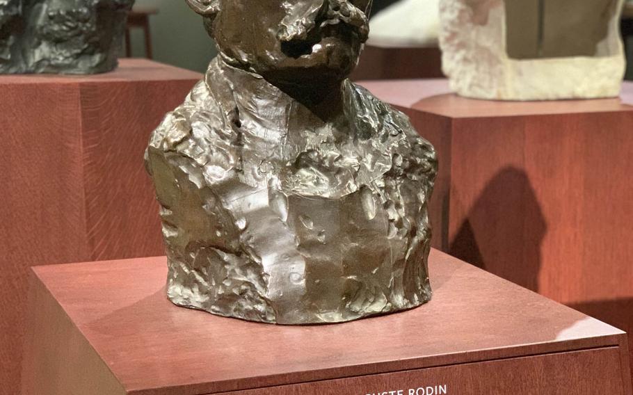 A sculpture of French sculptor Auguste Rodin, who is best known for The Thinker, is seen at the Staedel Museum in Frankfurt. 
                