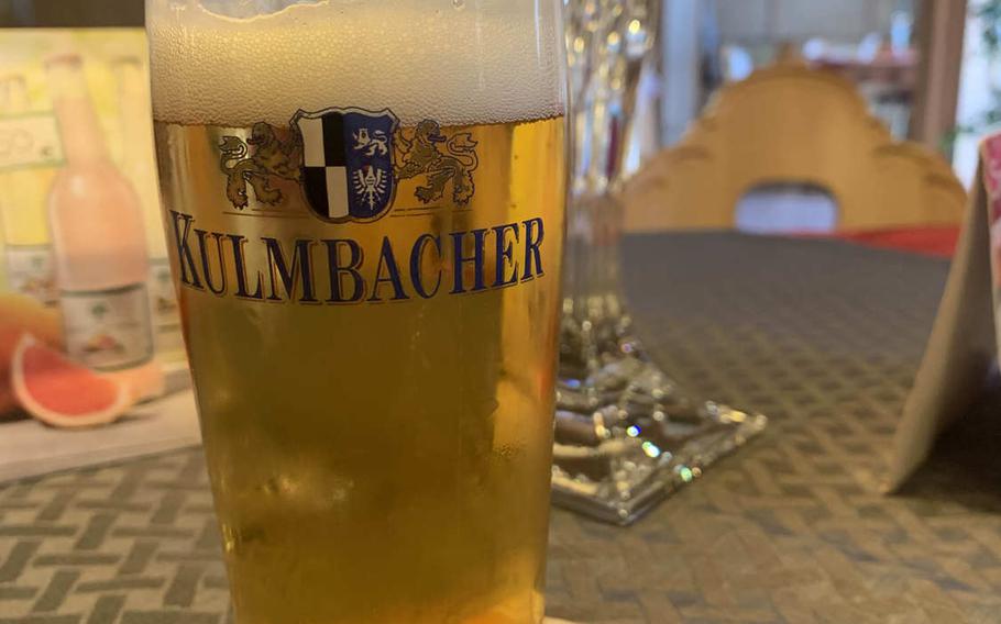 A German helles is a great way to start off a meal at Pizzeria Santa Lucia II in Grafenwoehr, Germany.