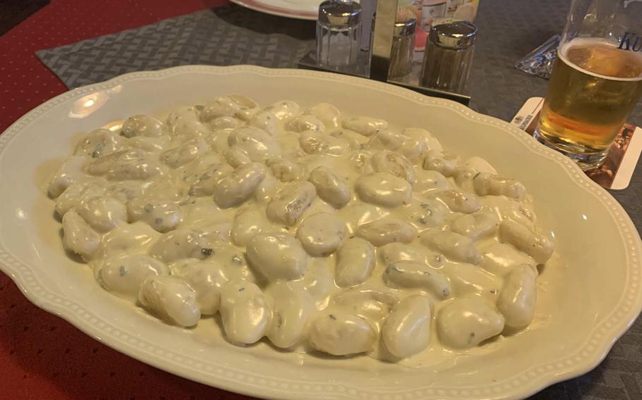 The main course of gnocchi gorgonzola has a thick sauce and a hefty portion at Pizzeria Santa Lucia II in Grafenwoehr, Germany. The restaurant right outside U.S. Army Garrison Bavaria serves both Italian and German food.
