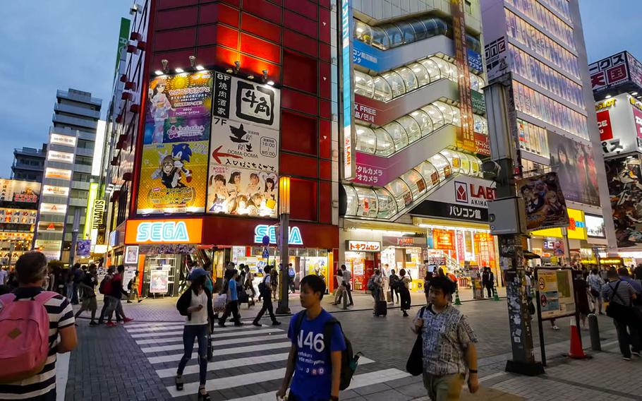 YouTuber Rambalac takes a night stroll through Akihabara in central Tokyo, as as part of his 4k "Videowalks" series, in 2018.