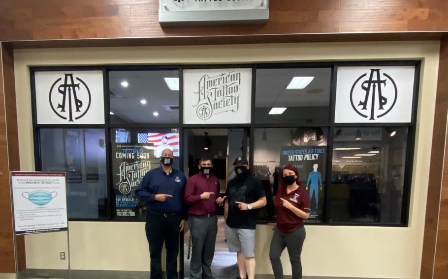 American Tattoo Society on Nellis Air Force Base, Nev., is the first known tattoo shop to open on an Air Force or Army installation.