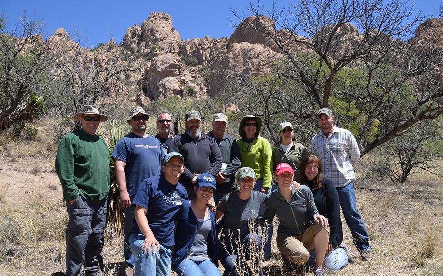 Ron Capps, founder of the Veterans Writing Project, third from left in the back row, joins participants at the Veterans Writing Workshop weekend, held in April in Arizona and hosted by The Wilderness Society. The workshop drew veterans from Arizona, California, Nevada, Wyoming and Iowa.