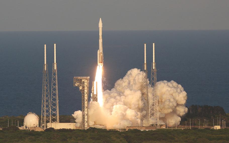The United Launch Alliance Atlas V rocket blasts off on Thursday, Sept. 8, 2016, carrying the OSIRIS-Rex spacecraft from Cape Canaveral Air Force Station's Space Launch Complex-41.