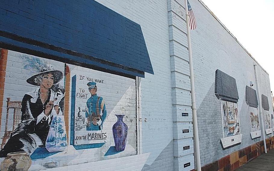 Patriotic themes are common in Zanesville, Ohio. This mural is painted on the side of a business on Main Street in downtown.