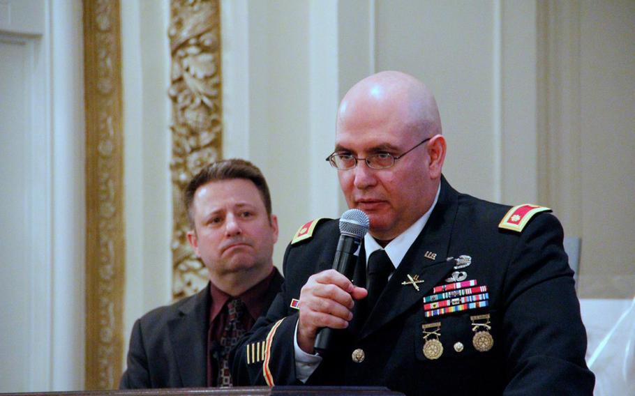 Jeff Hall conducting a speaking engagement at a Jasonâ€™s Box event in Davenport, Iowa in 2012. Jasonâ€™s Box is a non-profit organization whose mission is to improve the health and well-being of our military men and women.