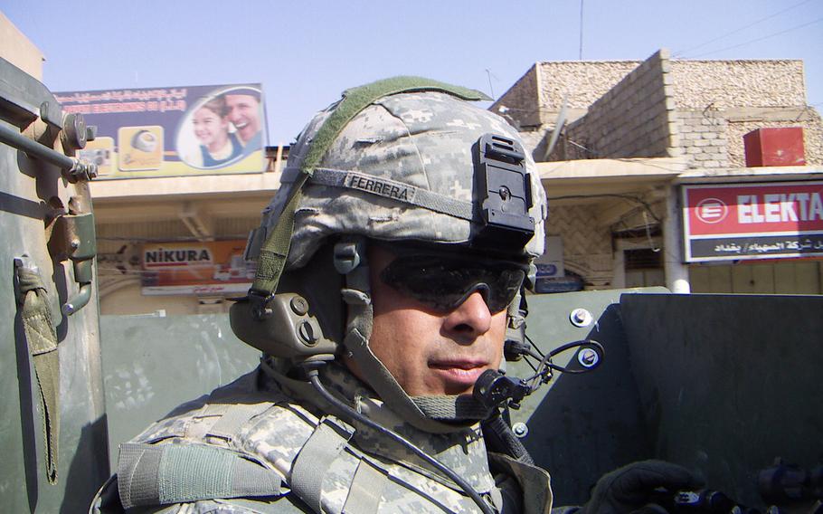 Then-1st Sgt. Viriato Ferreraramos, 1st sergeant for Company C, 2nd Battalion, 3rd Infantry Regiment, 2nd Infantry Division poses for a photograph while forward deployed to Iraq, Aug. 2006.