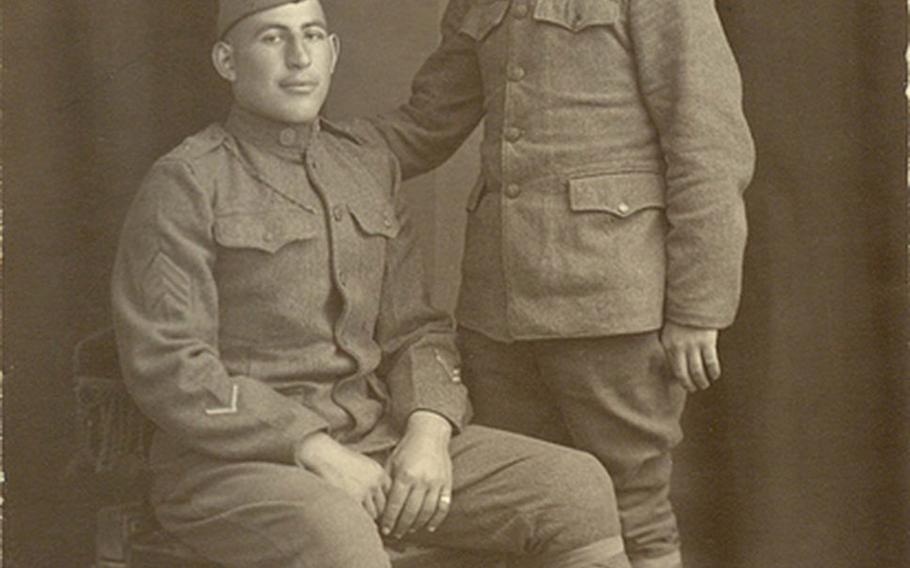 Portrait of Sgt. William Shemin (seated) with another soldier posed.