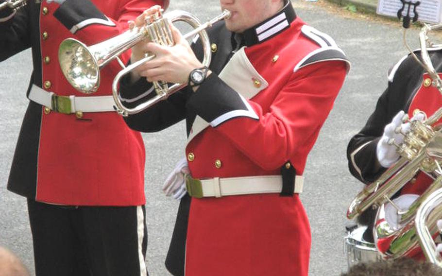 AFNORTH senior Sean Ballard plays the flugelhorn with the Showband Antonius, a Dutch marching band, during a Queen's Day performance in Ede, Netherlands, last year.  Ballard also plays the trumpet for AFNORTH's concert band, where he was selected for the All-Europe Honor Band the past three years.  Ballard hopes to perform for crowds of more than 100,000 at Penn State's Beaver Stadium next year as a member of the Penn State Blue Band.