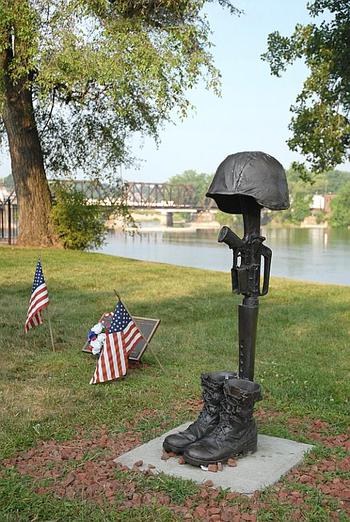 A memorial for those from Muskingham County, Ohio, who were killed in the Iraq War. It’s on the river bank near downtown next to one for Vietnam casualties and other memorials honoring the local war dead since The Civil War.