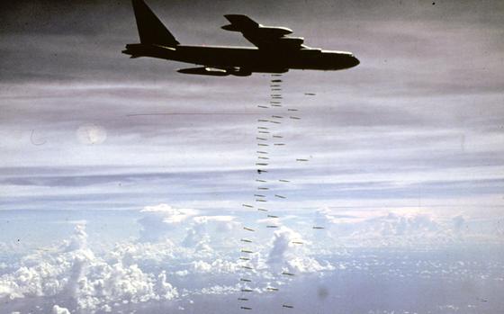 The B-52 bomber was used heavily in Vietnam. In April, the U.S. sent the planes to the Middle East for the fight against the Islamic State group. 
 Courtesy of media.defense.gov